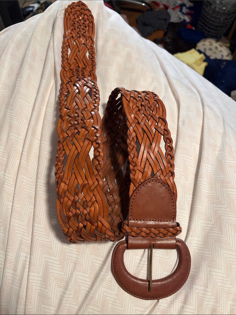 Women’s Woven Leather Belt - Brown - Small